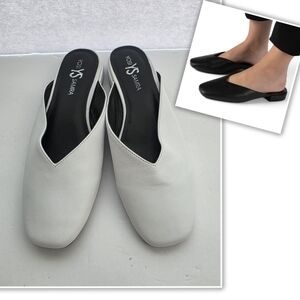 Yosi Samra Jessy Classic Leather Mules Women’s Slip-On Flats In White Sz 9 New